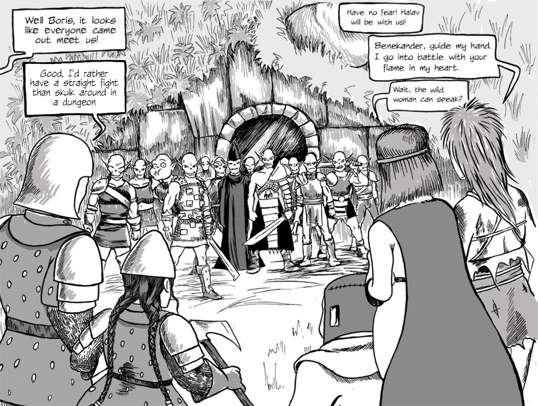 Page 84 – The Fight in front of the Cave, <p>Part 1