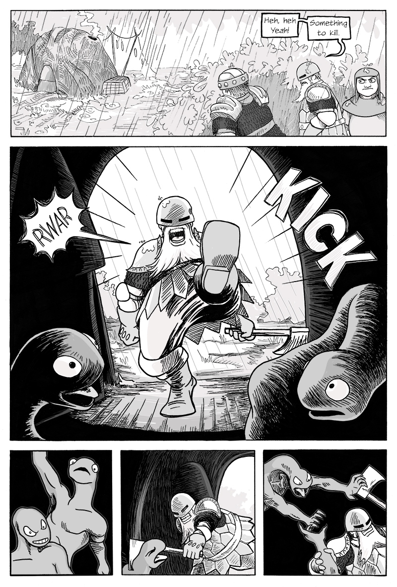 Page 289 – The Dwarves start kicking Lizard Man Ass.