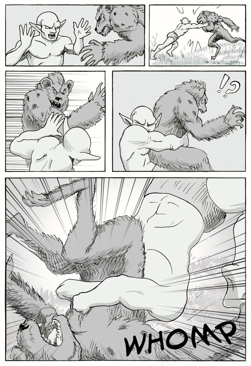 Page 469 – Napoleon delivers a gnoll a mighty suplex.